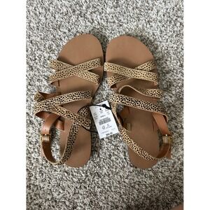 J. Crew Leopard Print Strappy Ankle Wrap Sandals Womens Size‎ 7 M New